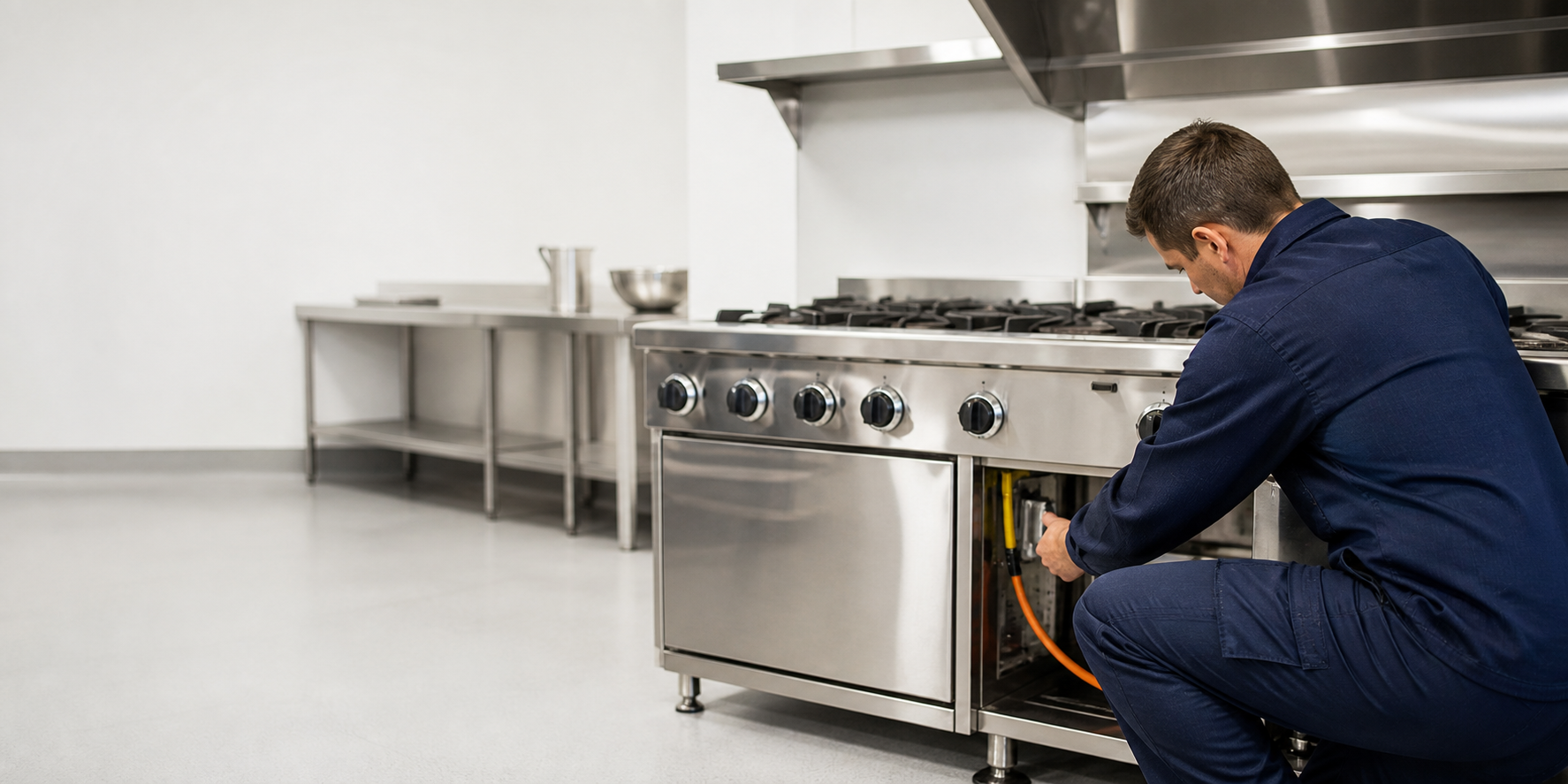 Commercial gas catering engineer at work