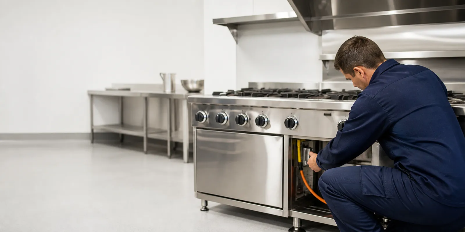 Commercial gas catering engineer at work