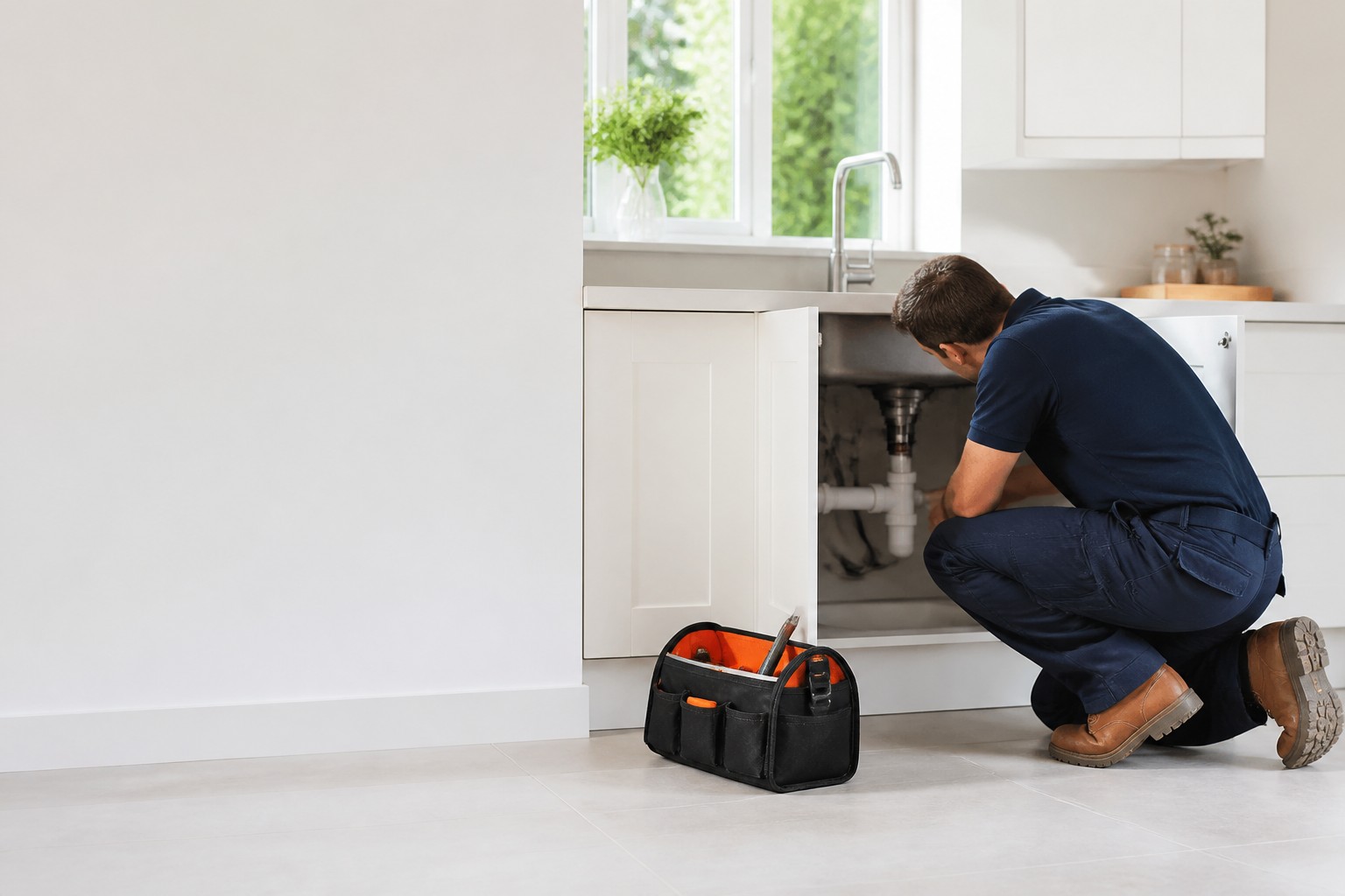 SR & K Services engineer carrying out plumbing work